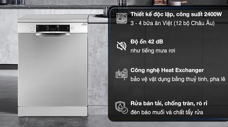 Máy rửa bát Bosch SMS46GI01P serie 4 và tính năng khóa trẻ em