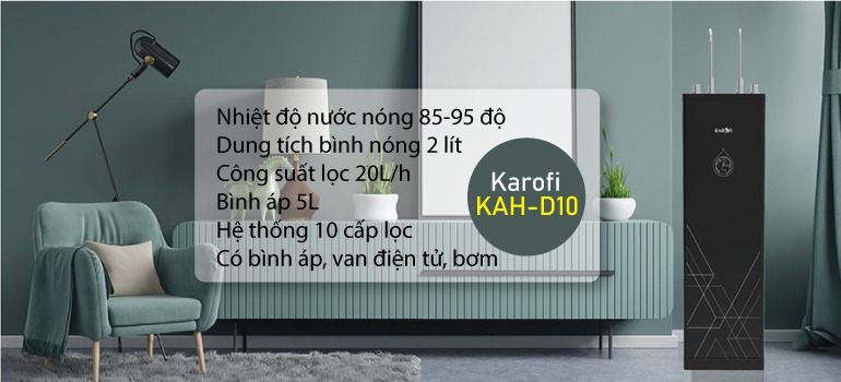 Máy lọc nước Karofi KAH-D10 hiết kế nhỏ gọn, dễ sử dụng