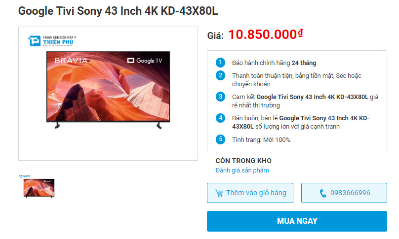 6 lý do vì sao tivi Sony KD-43X80L là sản phẩm đáng mua nhất 2024