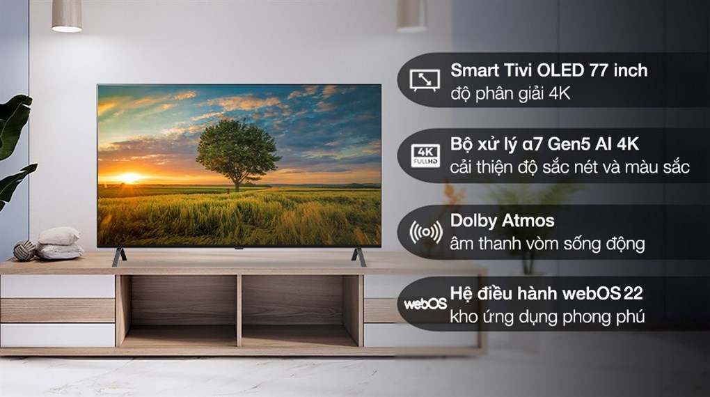 Trải nghiệm hình ảnh không giới hạn trên tivi LG 77 inch OLED77A2PSA