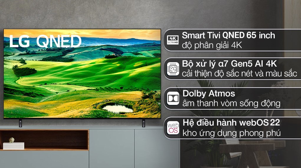 Tìm hiểu Smart Tivi LG QNED 65 Inch 4K 65QNED80SQA 15tr950k có gì?