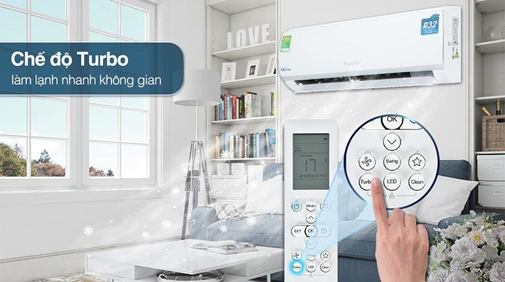 Điều hòa Casper 9000Btu SC-09FS33 có khả năng làm lạnh nhanh với chế độ Turbo