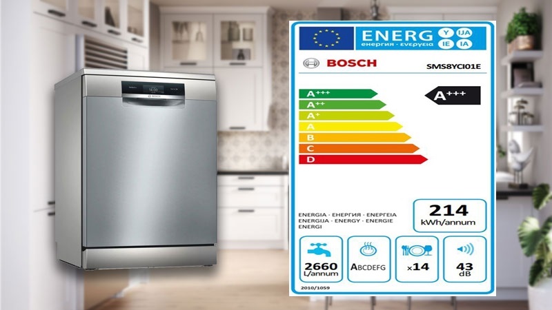 Bosch SMS8YCI01E có nhãn năng lượng mức A+++