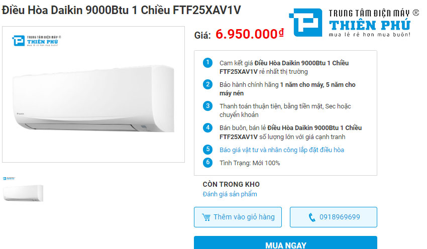 Điều hòa Daikin giá rẻ FTF25XAV1V - Điều hòa cơ đáng mua nhất 2024