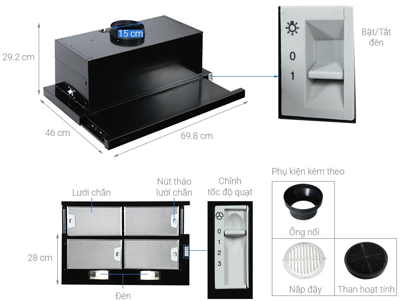 máy hút mùi Hafele HH-SG70A dễ sử dụng