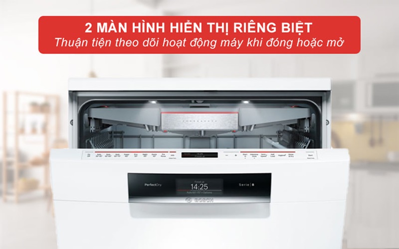 Máy rửa bát Bosch serie 8 có 2 màn hình hiển thị