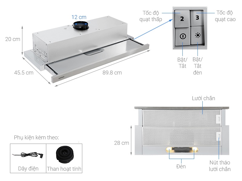 Các chức năng của máy hút mùi Hafele HH-TI90D âm tủ