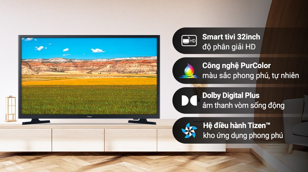 Khám phá thế giới giải trí mới với Smart Tivi Samsung 32 Inch UA32T4202AKXXV