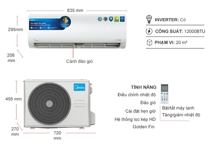 Điều Hòa Midea Inverter 12000Btu 1 Chiều MSAGII-13CRDN8 có gì đặc biêt ?