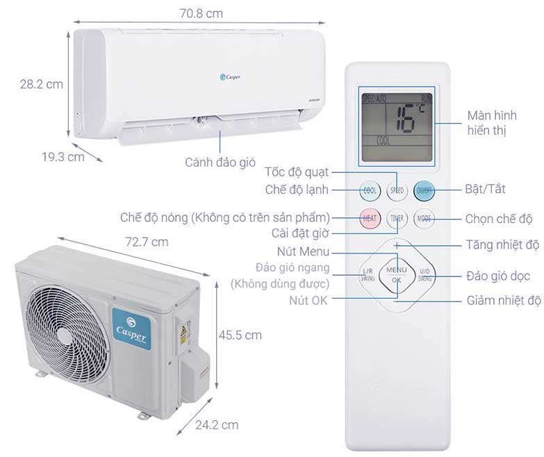 Đánh giá hiệu suất tiết kiệm năng lượng thực tế điều hòa Casper inverter TC-12IS36
