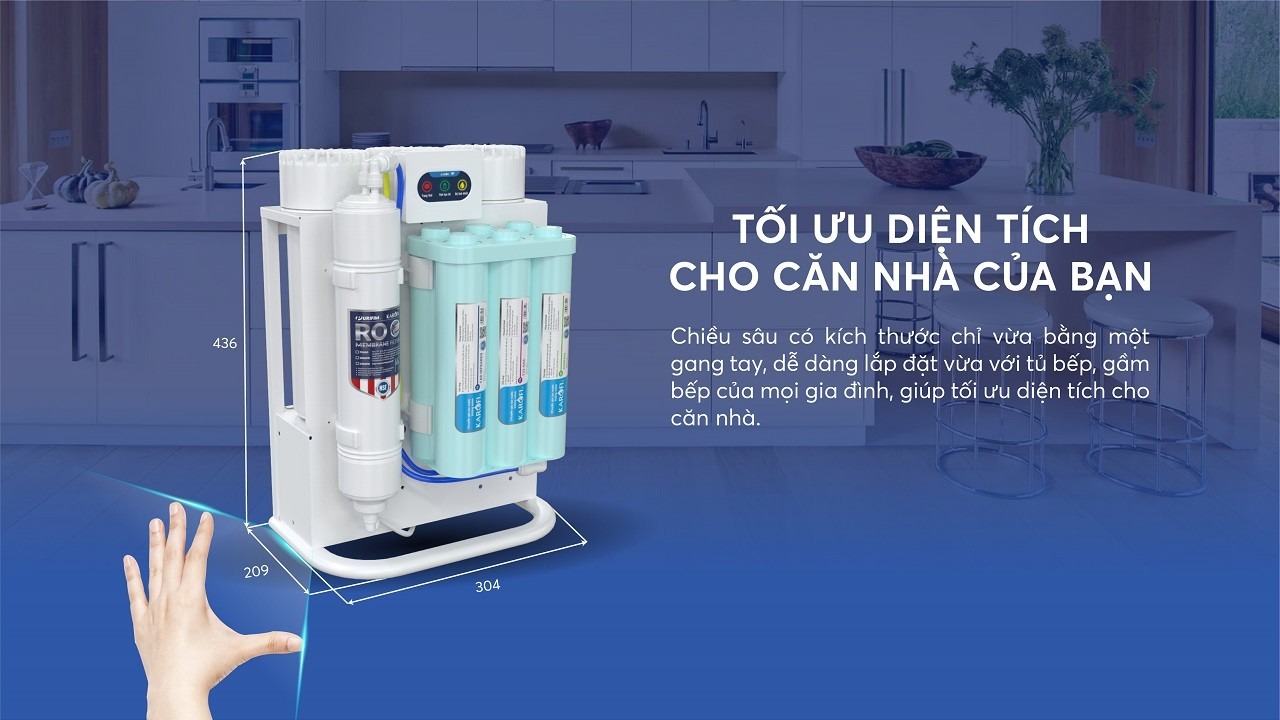 Máy lọc nước Karofi KAQ-U95 10 lõi Máy lọc nước Karofi KAQ-U95 10 lõi mang thiết kế nhỏ gọn, tiết kiệm diện tích