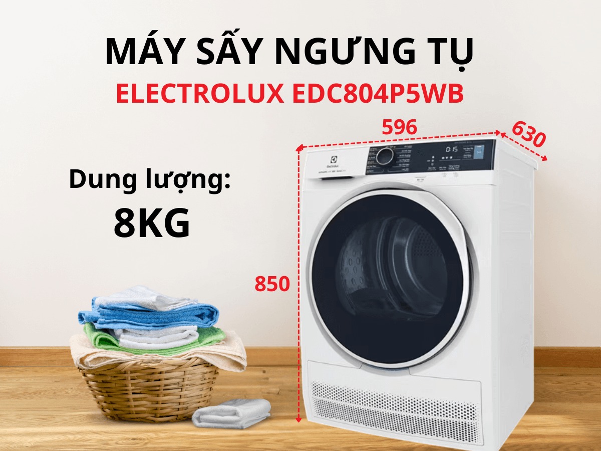 Đánh giá ưu nhược điểm của máy sấy quần áo Electrolux ngưng tụ EDC804P5WB