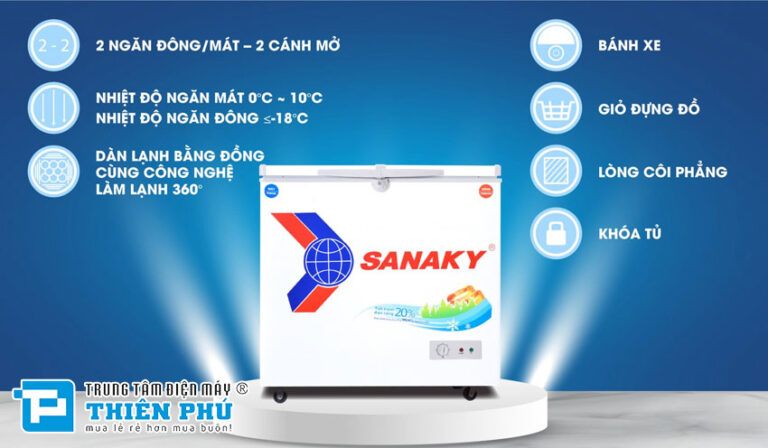 Đánh giá có nên mua tủ đông Sanaky 1 đông 1 mát VH-2599W1 không?