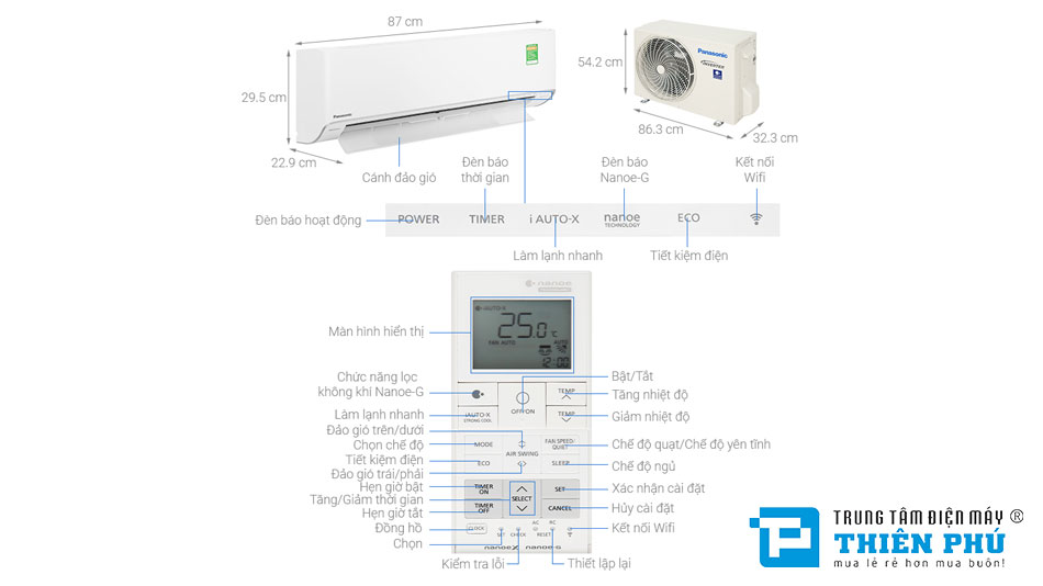 Đánh giá thiết kế điều hòa Panasonic Inverter 12000btu CU/CS-XU12ZKH-8