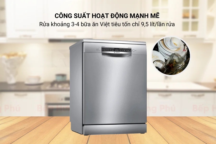 Bạn nhận được gì khi chi hơn 12 triệu đồng cho máy rửa bát Bosch Wifi SMS4IVI01P 12 bộ serie 4