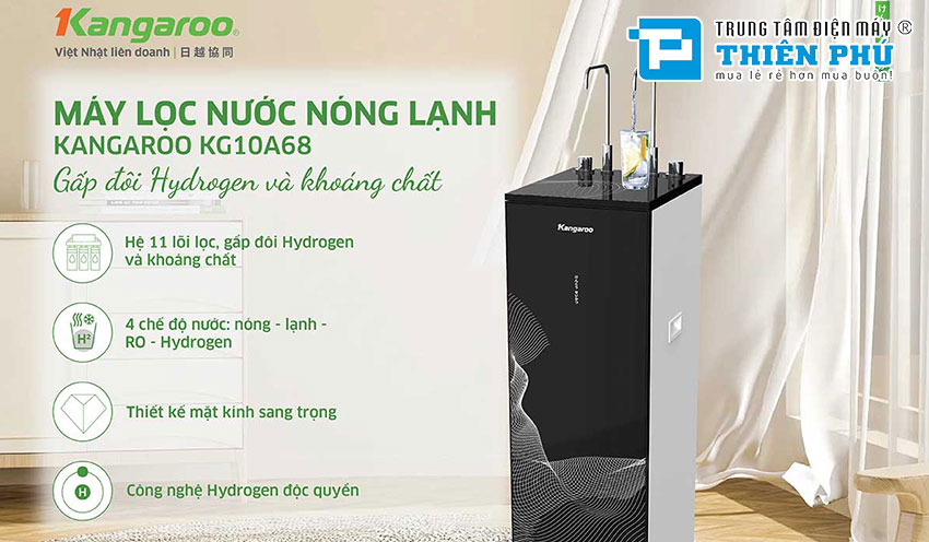 Máy lọc nước Kangaroo Hydrogen Nóng Lạnh KG10A68 10 Lõi