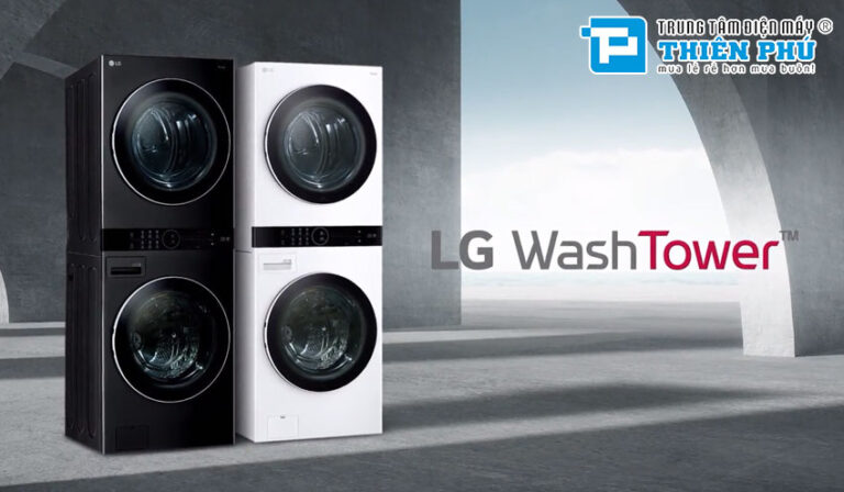 Tháp giặt sấy LG giặt 14kg sấy 10kg WT1410NHB thiết bị giặt sấy cao cấp và tiện lợi