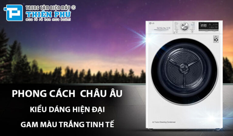 Máy sấy quần áo LG 9kg DVHP09W sấy khô hoàn hảo không lo ẩm ướt