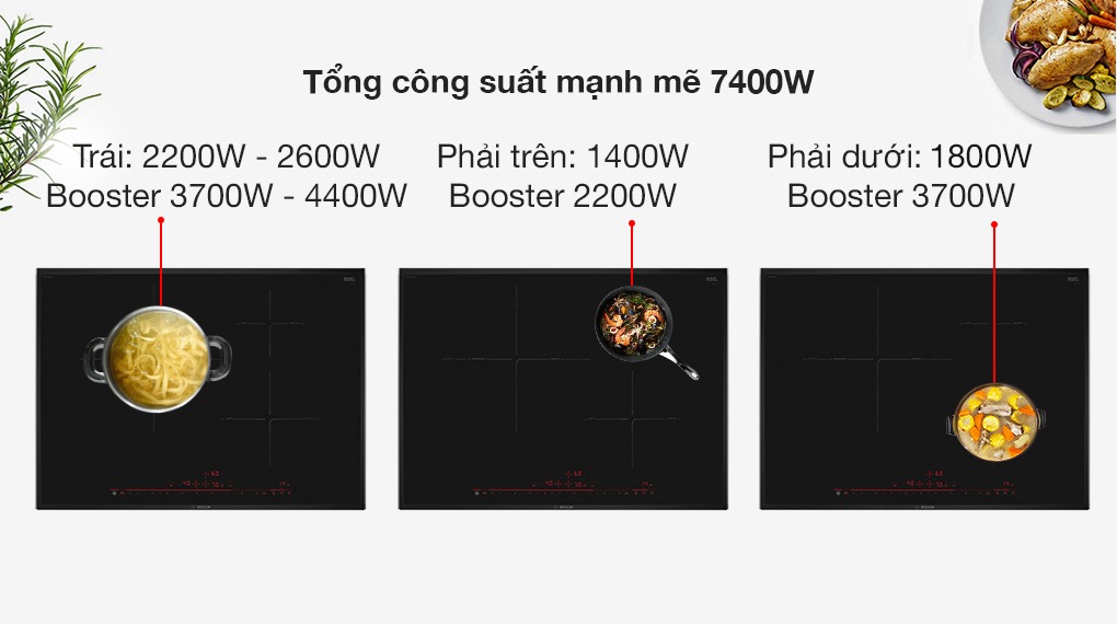 Bếp từ Bosch PID775DC1E 3 vùng nấu series 8: Mang nấu nướng hiện đại đến ngôi nhà bạn