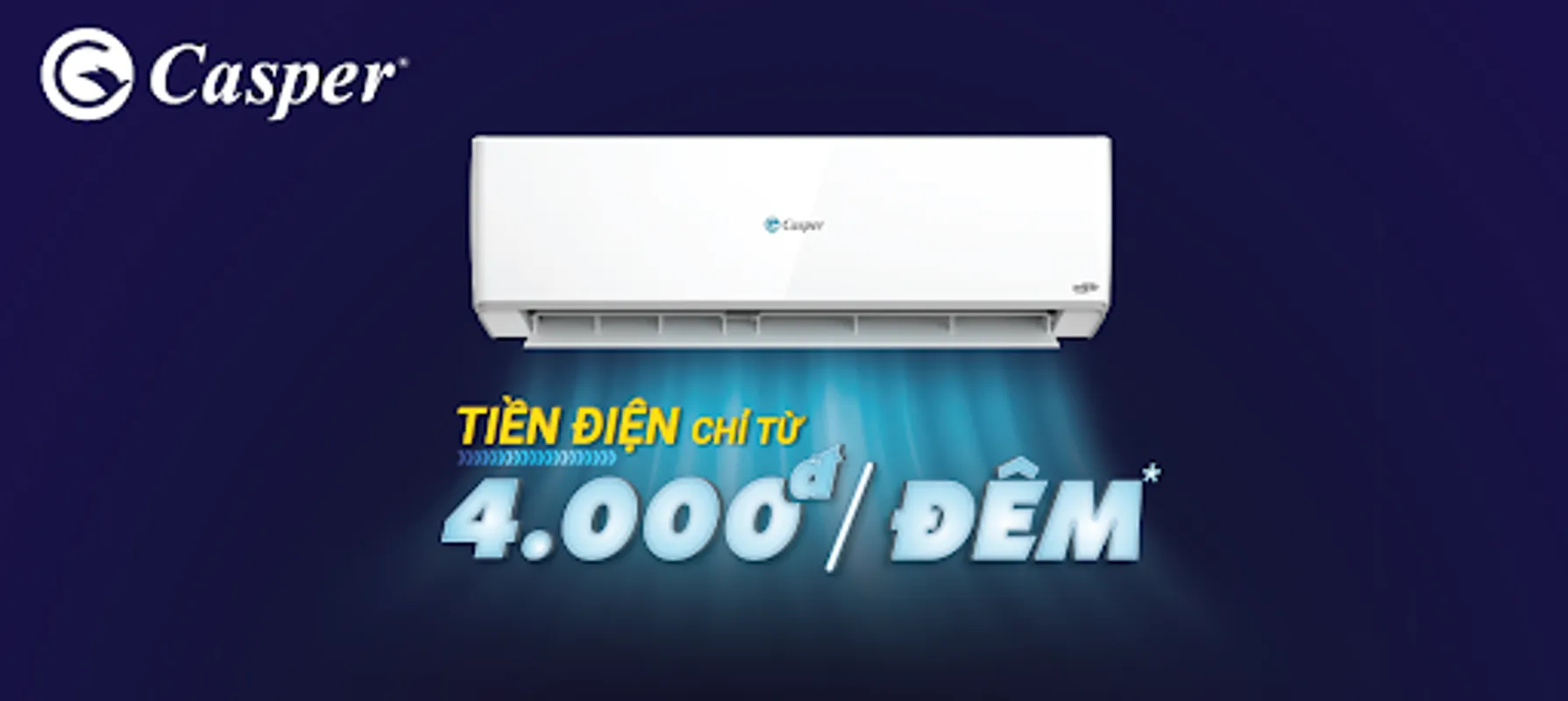 Sử dụng điều hòa Casper Inverter TC-09IS36 chỉ 4K mỗi đêm