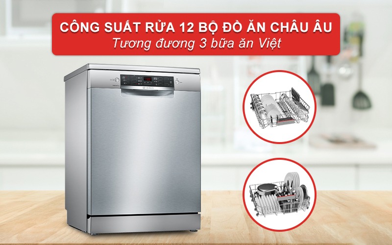 Sở hữu máy rửa bát Bosch SMS46GI01P 12 bộ Serie 4 chỉ với hơn 11 triệu đồng