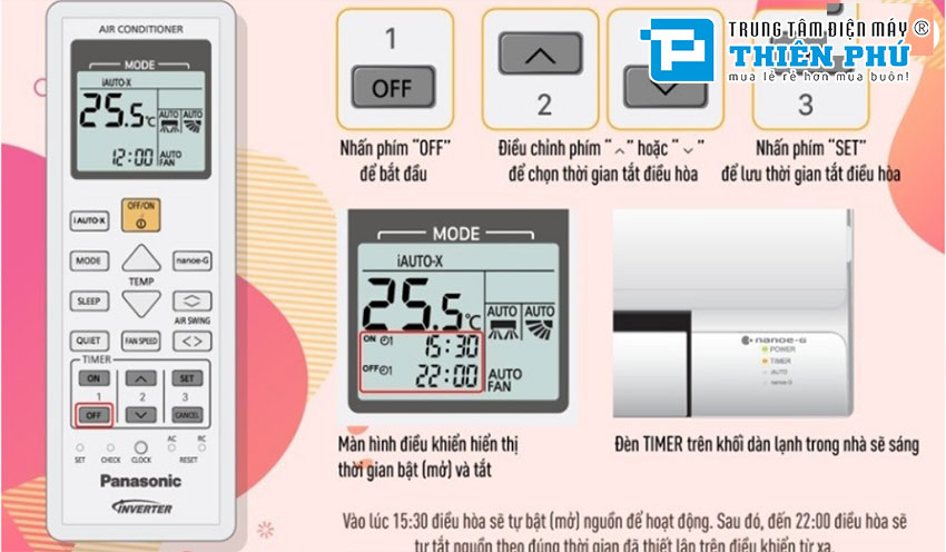Hướng dẫn chi tiết từ A - Z về cách cài đặt hẹn giờ trên điều hòa Panasonic