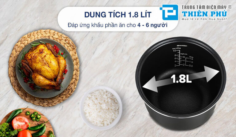 Nồi cơm điện Sharp KS-COM194EV-RD 1,8 lít: Thiết bị nhà bếp lý tưởng cho mọi gia đình