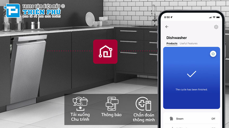 Máy Rửa Bát LG TrueSteam LDT14BLA4 14 Bộ