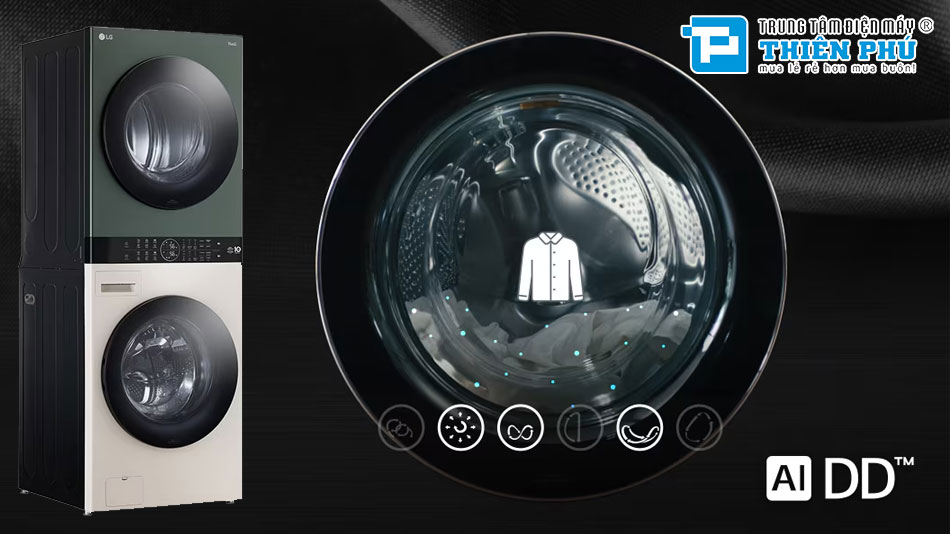 Tháp giặt sấy LG WashTower WT2517NHEG: Sự kết hợp hoàn hảo giữa công nghệ và tiện lợi
