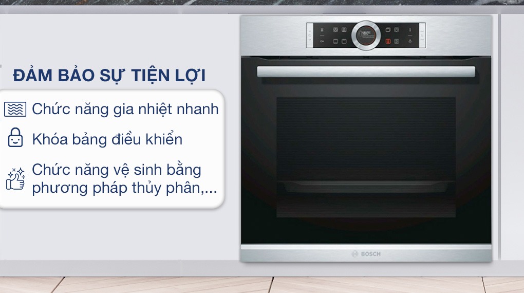 Giới thiệu chi tiết lò nướng Bosch âm tủ HBG633BS1A 71 lít series 8