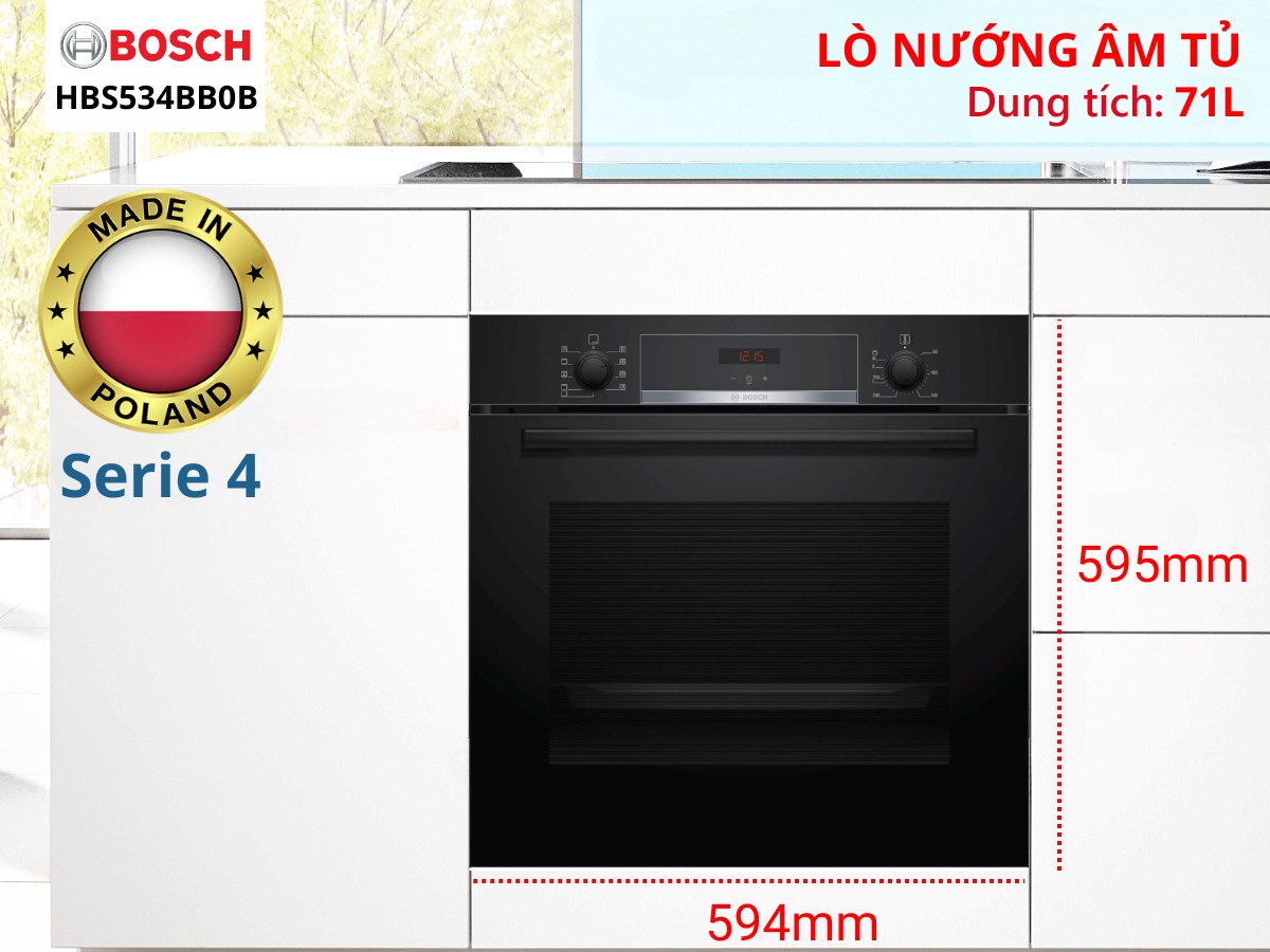 Lò nướng Bosch 71 lít HBS534BB0B series 4: Sự lựa chọn hợp lý với mức giá chưa tới 10 triệu đồng