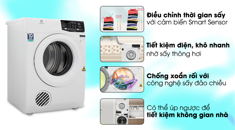 Máy Sấy Quần Áo Electrolux 8.5Kg EDV854J3WB - Giải pháp hoàn hảo cho gia đình bạn