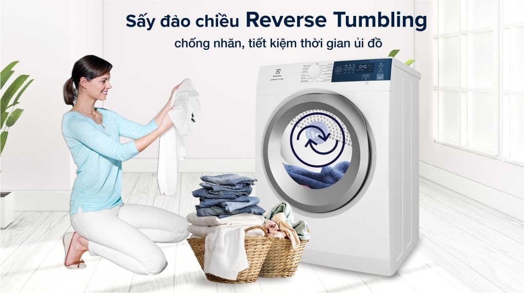 Máy Sấy Quần Áo Electrolux 8.5Kg EDS854J3WB: Sấy Khô Nhanh, Bảo Vệ Sợi Vải