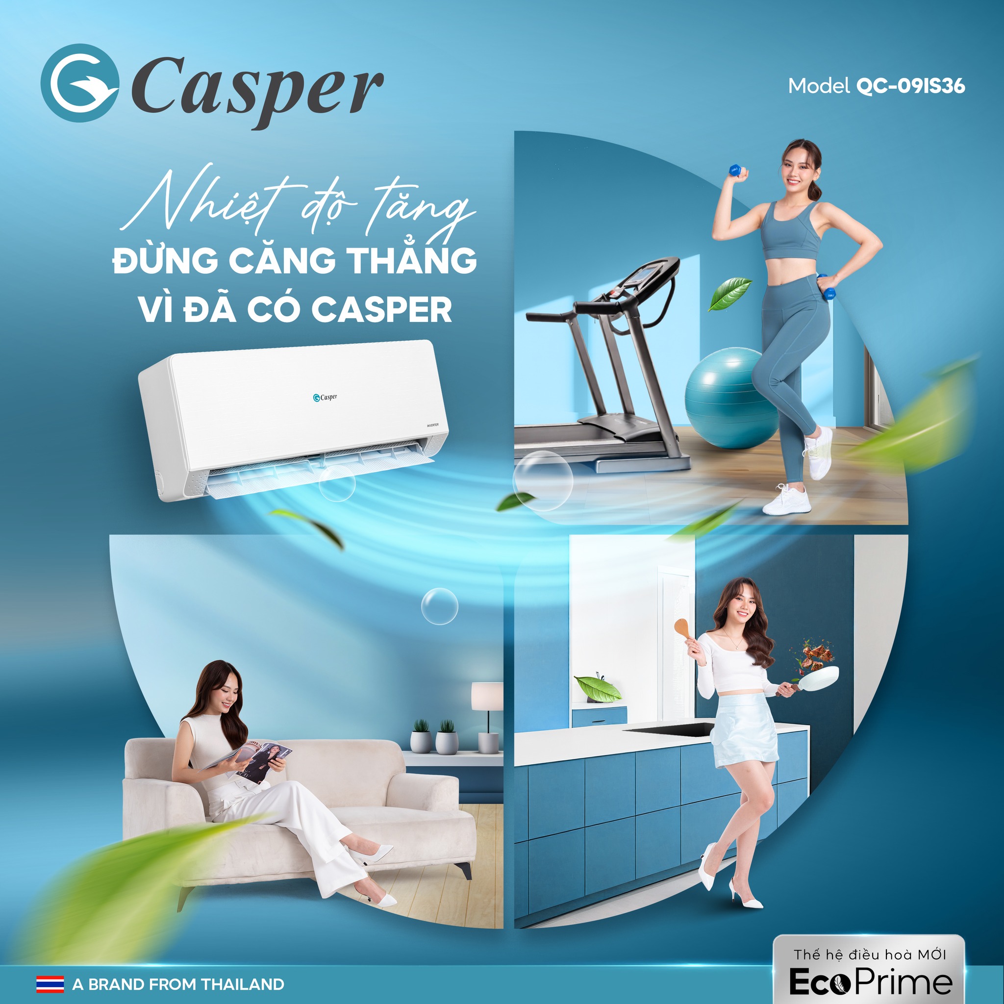 Trải nghiệm sự tiện nghi và tiết kiệm điện với điều hòa Casper QC-09IS36