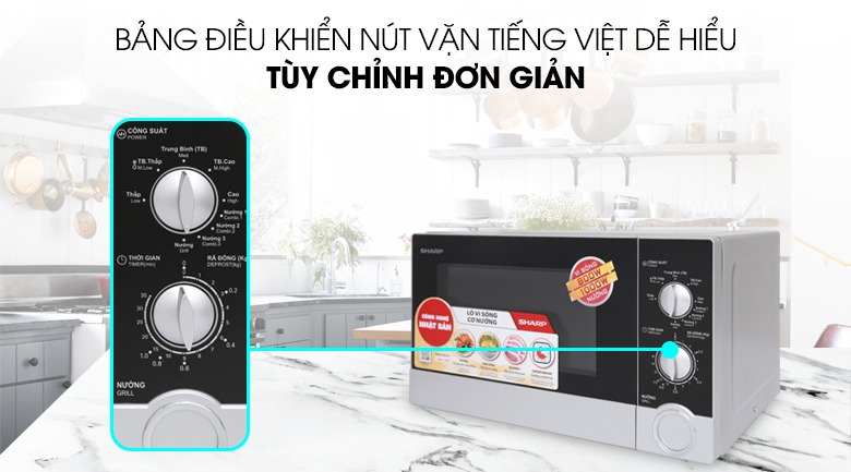 Lò vi sóng Sharp R-G302VN-S: Thiết kế thân thiện, cả nhà dễ dàng vào bếp