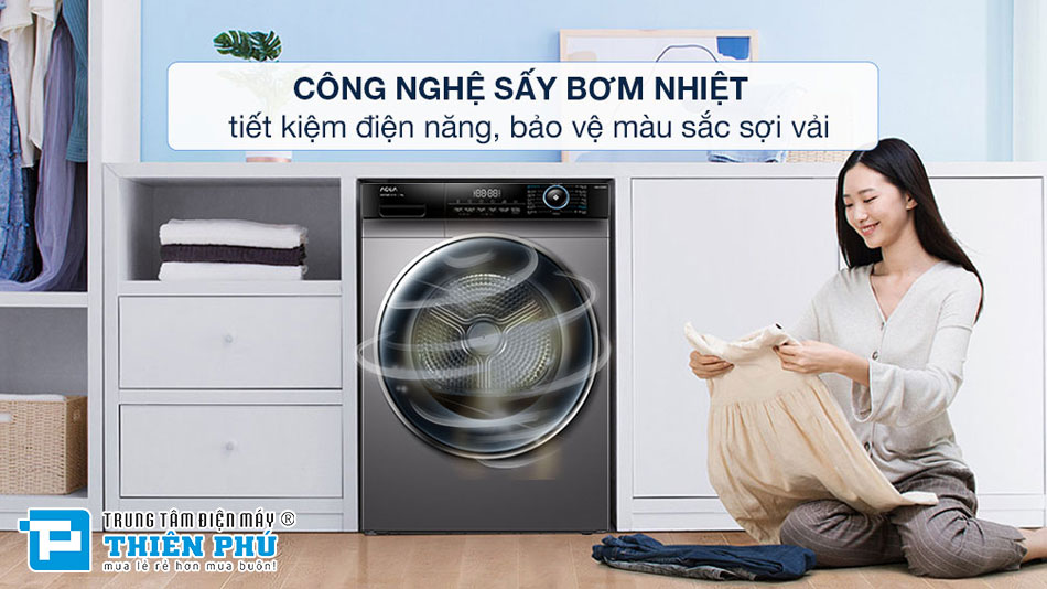 Máy Sấy Quần Áo Aqua Inverter 10Kg AQH-H1000J.PS