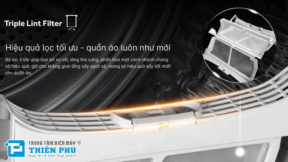 Máy Sấy Quần Áo Aqua Inverter 10Kg AQH-H1000J.PS
