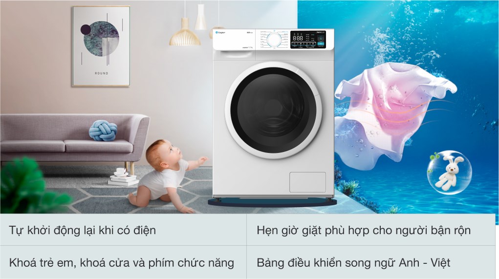 Đánh giá tổng quan máy giặt Casper inverter WF-105I140BWC 10,5kg