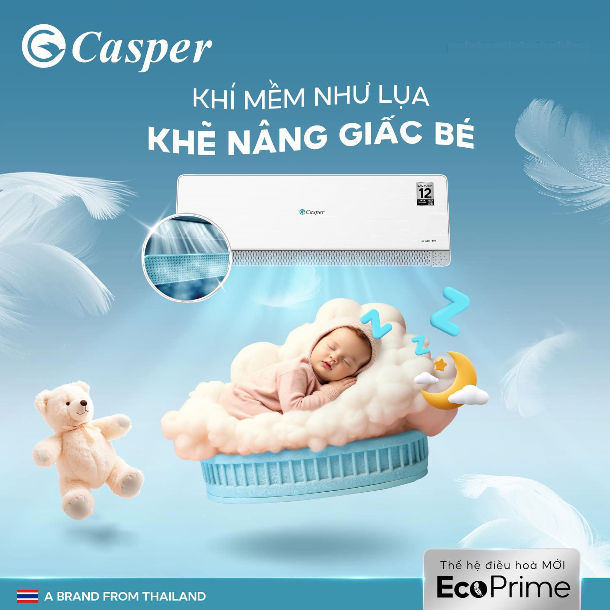 Giá chỉ 6 triệu, điều hòa Casper 1 chiều 12000btu inverter QC-12IS36 có gì?