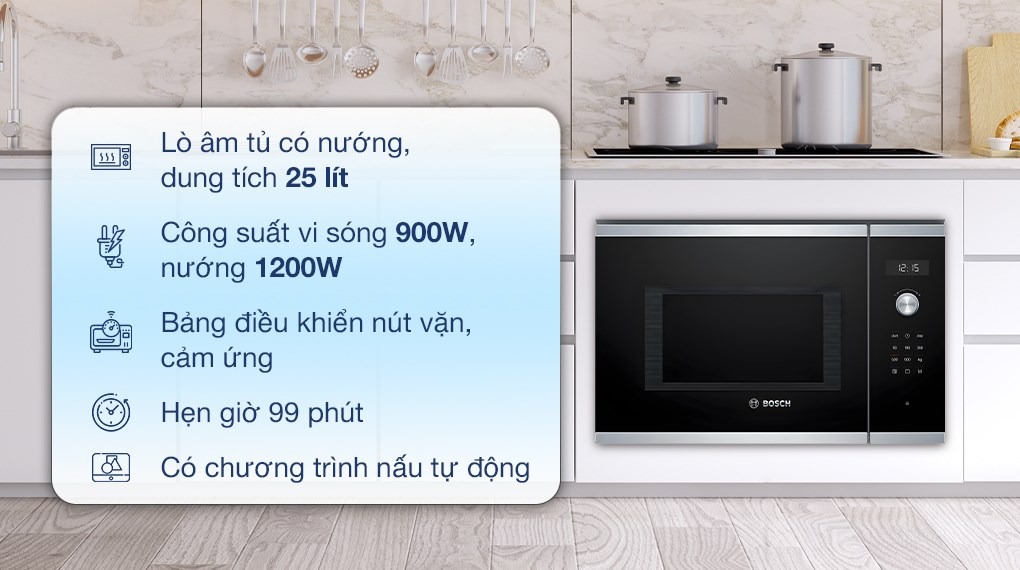 Review chi tiết đặc điểm lò vi sóng Bosch BEL554MS0B 25 lít series 6