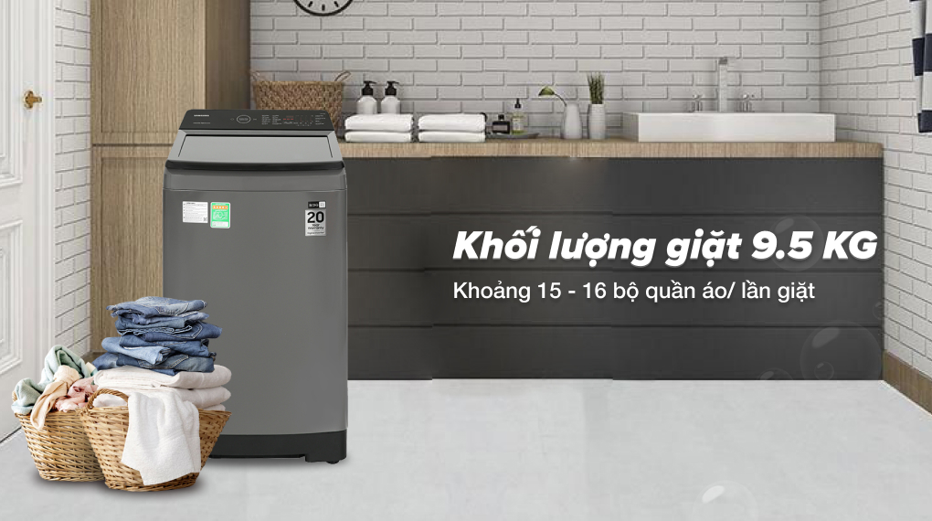 máy giặt Samsung inverter WA95CG4545BDSV 9,5kg