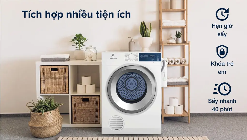 Máy sấy quần áo Electrolux 8.5kg EDS854J3WB công nghệ hiện đại giá rẻ phù hợp mọi gia đình