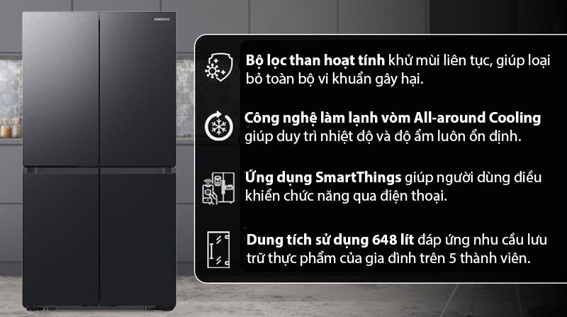 Tủ lạnh Samsung 4 cánh RF59C766FB1/SV mang lại nhiều tiện nghi nhờ công nghệ nổi bật