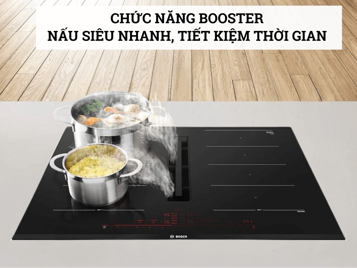 Những đặc điểm không thể bỏ qua ở bếp từ Bosch kết hợp hút mùi PXX895D66E series 8