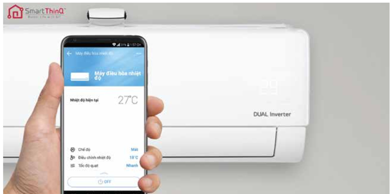 Điều hòa LG V18WIN1 có thể kết nối và điều khiển qua điện thoại không?