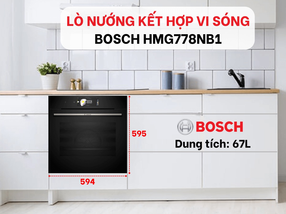 Biến việc bếp múc trở nên dễ dàng với lò nướng Bosch kết hợp vi sóng HMG778NB1 series 8