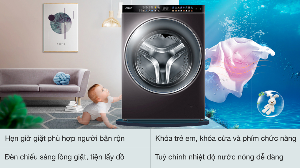 Khám phá chiếc máy giặt sấy Aqua AQD-DH1500G.PP 15kg
