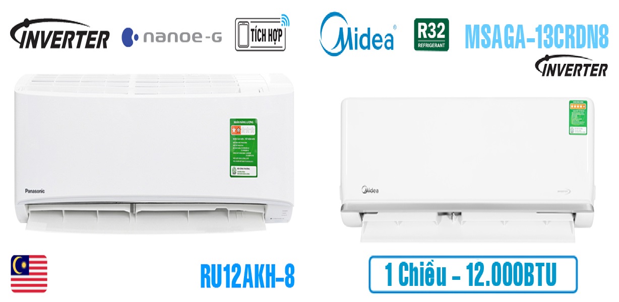 So sánh giữa điều hòa Panasonic CU/CS-RU12AKH-8 và điều hòa Midea MSAGA-13CRDN8