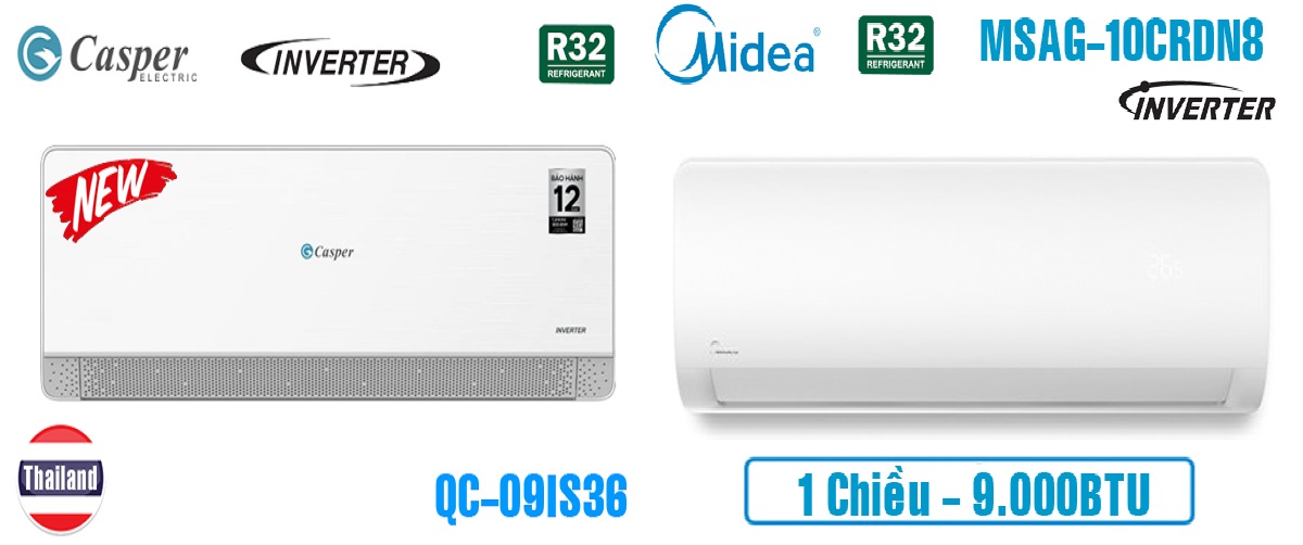 Nên mua điều hòa Casper QC-09IS36 hay Midea MSAGII-10CRDN8 khi cùng giá 4.990.000đ