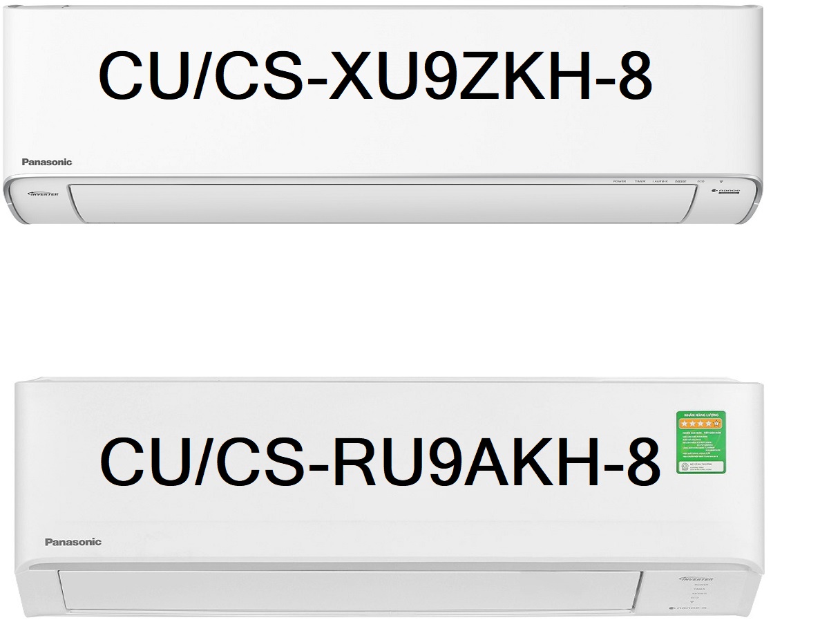 So sánh chất lượng giữa điều hòa Panasonic CU/CS-RU9AKH-8 và CU/CS-XU9ZKH-8